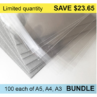 A5, A4, A3 - 100 each BUNDLE - FLAPSIDE adhesive