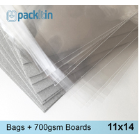 11x14 Clear Bags (BAGSIDE) + 700gsm Boards - 50 pack