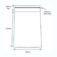 155 x 210mm reseal bags (x1000 with FLAPSIDE adhesive)