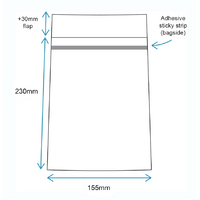 155 x 230mm reseal bags (x500 with BAGSIDE adhesive)