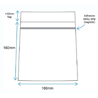 160 x 160mm reseal bags (x1000 with BAGSIDE adhesive)