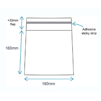 160 x 160mm reseal bags (x1000 with FLAPSIDE adhesive)