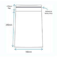 180 x 250mm reseal bags (x1000 with FLAPSIDE adhesive)