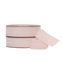 BLUSH TAFFETA - MERRY CHRISTMAS RIBBON - 25 metre roll
