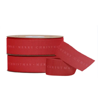 RED TAFFETA - MERRY CHRISTMAS RIBBON - 1 metre