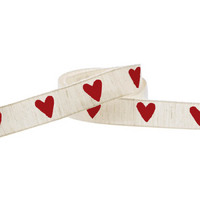 Natural Ribbon + Red Heart (cotton) Ribbon - 10m roll