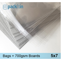 5x7 Clear Bags (BAGSIDE) + 700gsm Boards - 50 pack