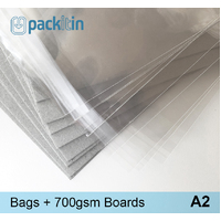 A2 Clear Bags (BAGSIDE) + 700gsm Boards - 25 pack
