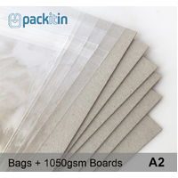 A2 Clear Bags (FLAPSIDE) + 1400gsm Boards - 10 pack