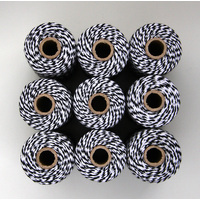 Two Tone Baker's Twine - BLACK/WHITE 100 metre large roll