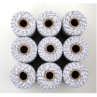 Two Tone Baker's Twine - GREY/WHITE 100 metre large roll