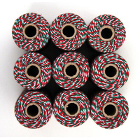 Two Tone Baker's Twine - CHRISTMAS (red/white/green) 100 metre large roll