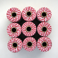 Two Tone Baker's Twine - RED/WHITE 20 metre small roll