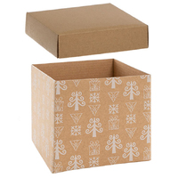 KRAFT - BASE + LID - Christmas Boxes (Posy Style) x10