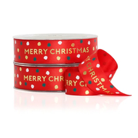 RED MERRY CHRISTMAS RIBBON - 1 metre
