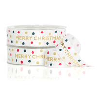 WHITE MERRY CHRISTMAS RIBBON - 1 metre
