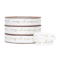 GOLD - MERRY CHRISTMAS SCRIPT RIBBON - 1 metre