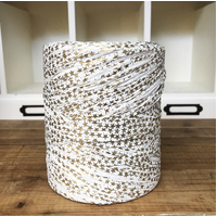 WHITE WITH GOLD STARS - 200 metre roll