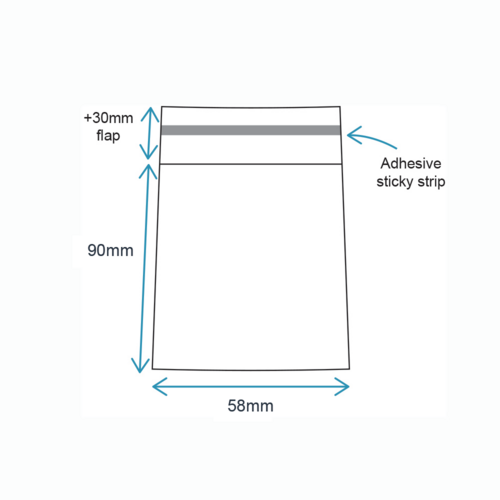 58 x 90mm reseal bags