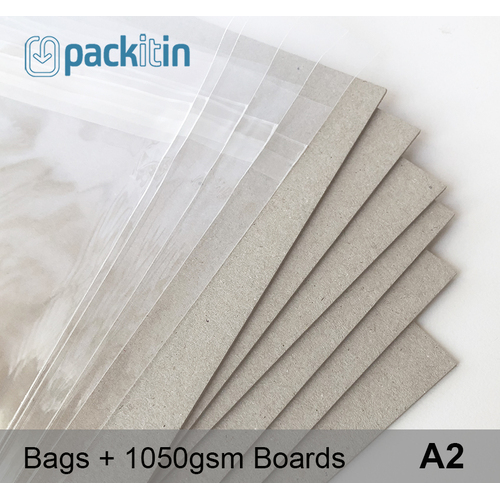 A2 Clear Bags + 1050gsm Medium Backing Boards