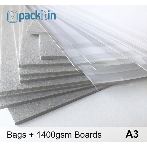A3 Clear Bags + 1400gsm Heavy Backing Boards