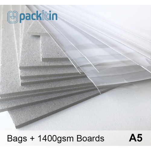 A5 Clear Bags + 1400gsm Heavy Backing Boards
