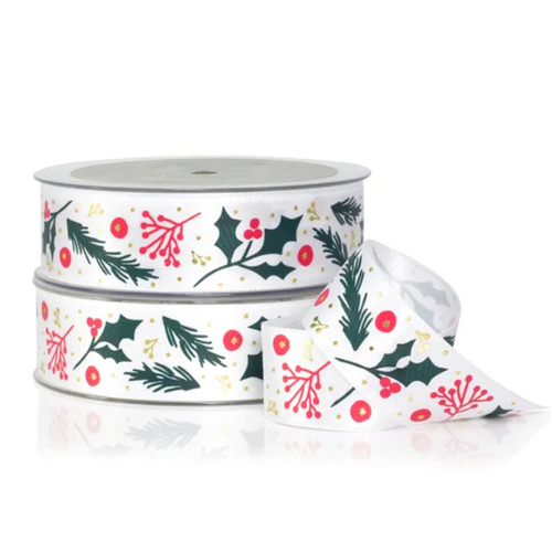 Holly & Berries Christmas Ribbon