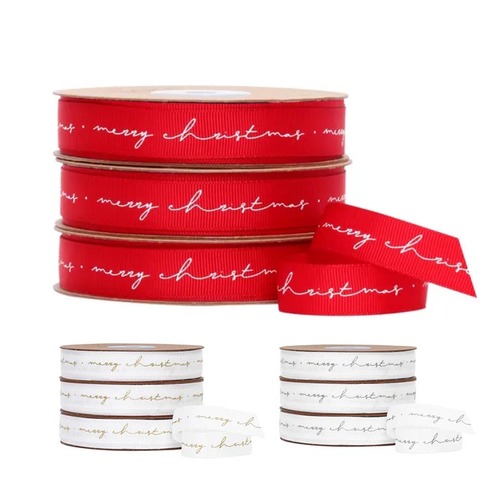 Merry Christmas Script Grosgrain Ribbon